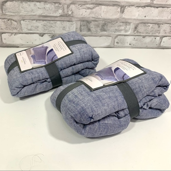 Set of 2 Threshold Linen Blend Raw Edge Chambray Pillow Shams